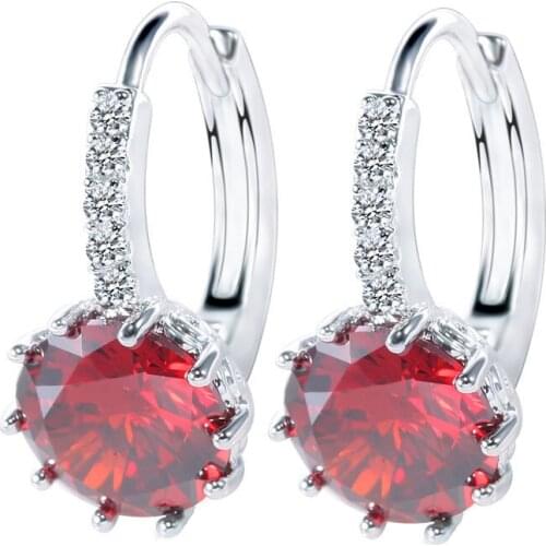 European brands Womens Jewelry Gift Silver Plated Zircon Crystal Earring Eardrop Earbob Studs Women Pendientes wedding Earings