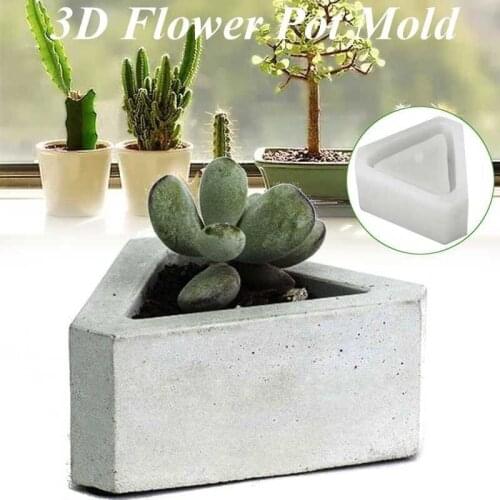 1 Pcs Cactus and Succulent Plant Pot Mold Triangle Concrete Silicone Mold DIY Cement Clay Craft Casting Flower Pot Mold 3D Mold