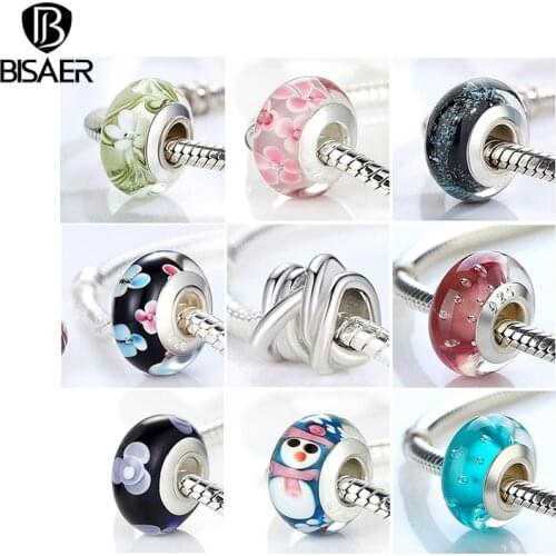 Hot Sale Silver Color Black European Murano Glass Beads fit Charm Bracelets Bangles for Women Beads 925 Silver Jewelry Perles