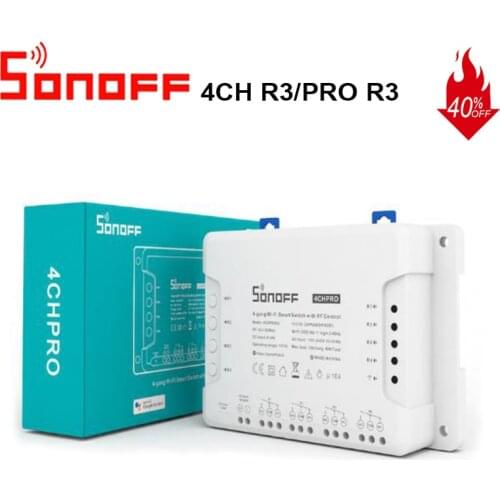 Sonoff 4CH R3/PRO R3 4 Way Mounting WiFI Wireless Smart Switch 433MHZ Remote Interrupter Relay Works with Alexa Google Home
