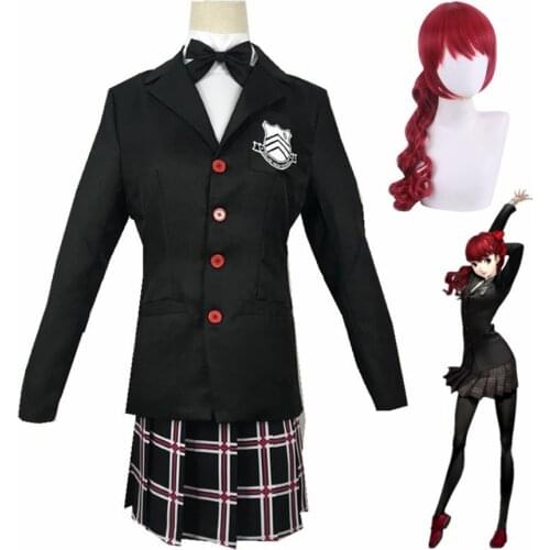 Game Persona 5 Kasumi Yoshizawa Women Girls Halloween Full Set P5 Uniform Vetement Manga + wig heat-resistant synthetic