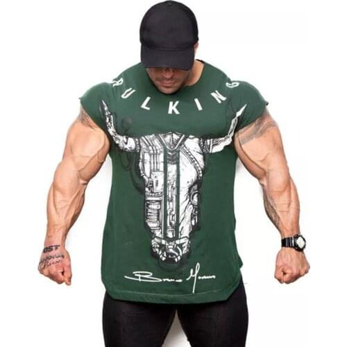 Summer T Shirt Men Black T Shirt Casual Animal Print Male Workout Tees Tops Mens Gyms Fitness Short T-shirt Tops Brand Clothing