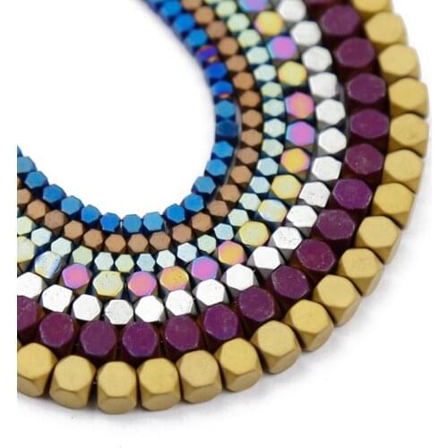 Matte Gold Blue Square Hematite Natural Stone 2/3/4mm Loose Loose Spacers Beads For Jewelry Making DIY bracelets Accessories