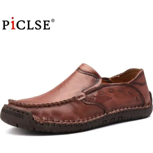 Plus Size 48 Genuine Leather Mens shoes Loafers Outdoor Casual Leather Shoes Men Driving Comfortable Moccasins Men Flat Shoes