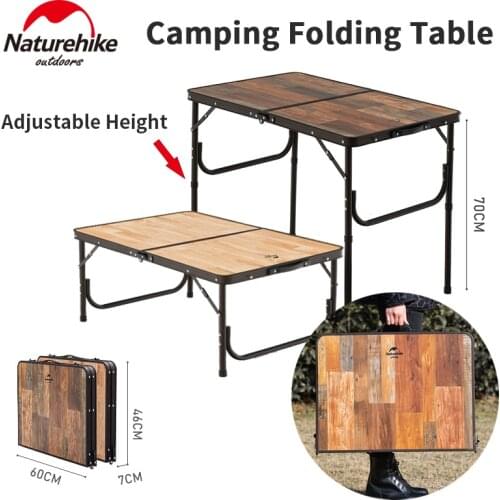 Naturehike 3.6kg Camping Folding Table Portable Aluminum Alloy Durable Waterproof Desk Adjustable Height Ultralight BBQ Picnic