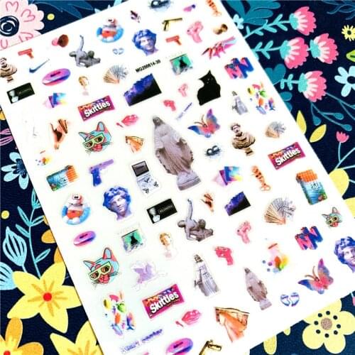 Newest statue 3d nail art sticker nail decal stamping export japan designs rhinestones