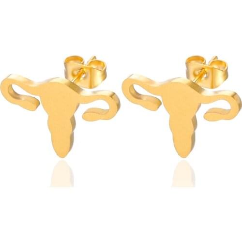 Wholesale 10pairs Womens Body Uterus Stud Earrings Best Friend Gifts Stainless Steel Fashion Earring