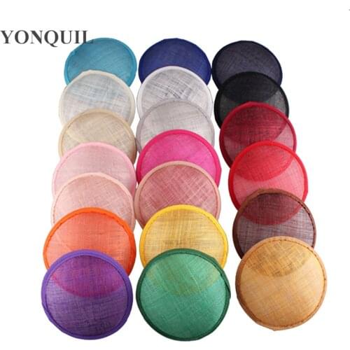 13Cm Round Sinamay Fascinator Base Wedding DIY Millinery Base Cocktail Hats Material Party Hair Accessories 20Colors for Select