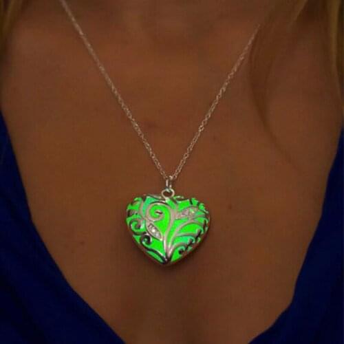 Glowing Heart Necklace - Glow in the Dark Necklace - Glowing Jewelry - Flower - Gifts for Her - Glow in the Dark Jewelry