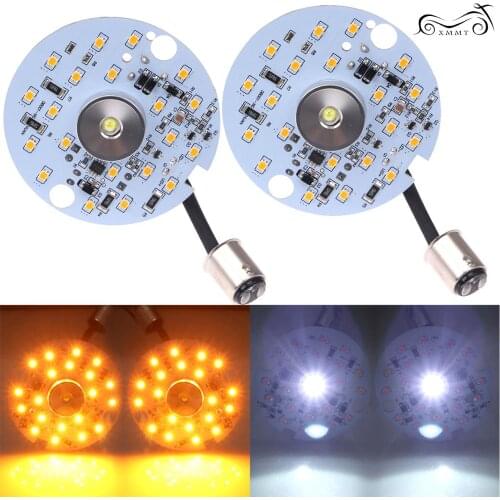 Pair White Amber 1157 LED For Harley Touring Electra Glide Fatboy Turn Signal Inserts Running Light 1986 - 2013 2011 2012