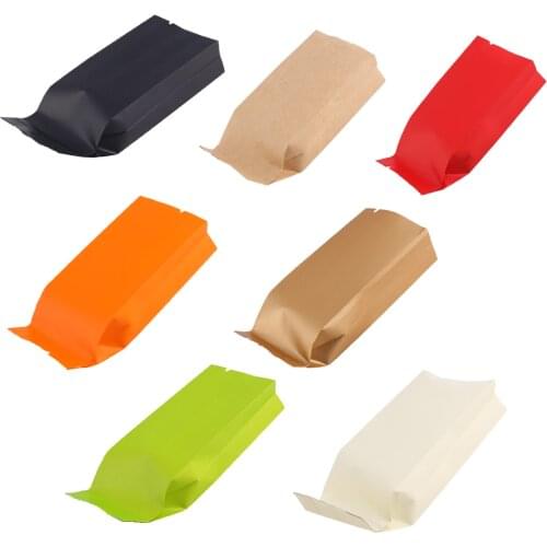 5.5x12cm (2x4.75in) 100pcs Flat Kraft Paper Storage Bags Tea Coffee Open Top Heat Sealing Aluminum Foil Side Gusset Package Bag