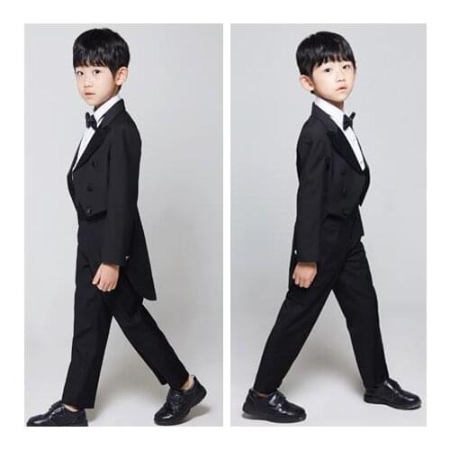 Baby Boys Formal Blazer Suits for Weddings Toddler white/black suits 5pieces/set Costume Infant Cotton Single Breasted Blazer