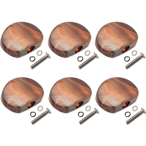 Pack of 6 Universal Guitar Tuner Machine Head Semicircle Buttons Tuning Key Replacement Coffee, with Screws and Gaskets