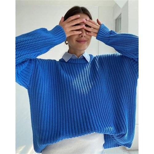 O Neck Knitted Sweater Cardigan Women Loose Casual Tops Pullover Sweaters Y2K Winter Clothes Jersey Mujer