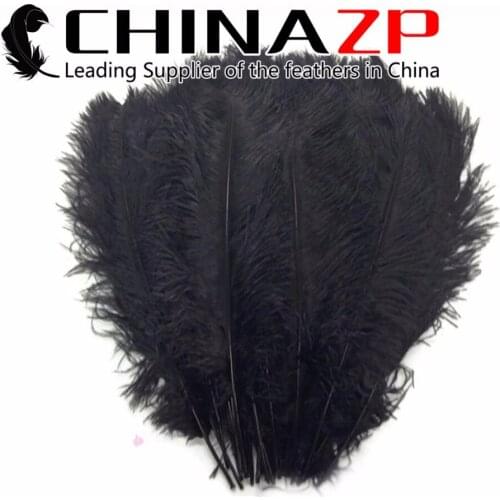 CHINAZP Factory 40~45cm(16~18inch) Length 50pcs/lot Graceful Dyed Black Large Ostrich Feathers