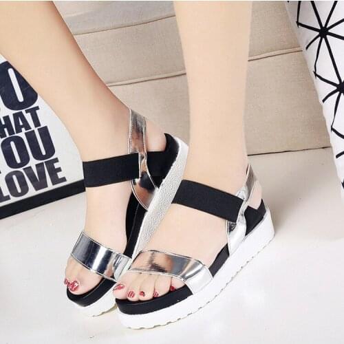 Female Sandal Flat Summer Shoes Woman Buckle Open Toe Girls Without Low Comfort Fashion Peep Multicolored Basic Fabric Back Stra