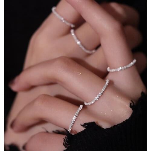 New Arrived 925 Sterling Silver Sparkling Ring Simple Style Versatile Decorative Compact Index Finger Ring Women Fashion Jewelry