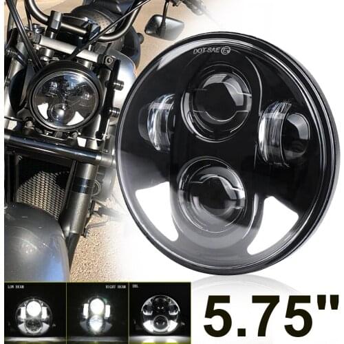 1 Pcs H4 Headlamp Motorcycle 5-3/4 5.75 LED Headlight with White DRL for -Harley 883 Sportster Triple Low Rider Wide Glide