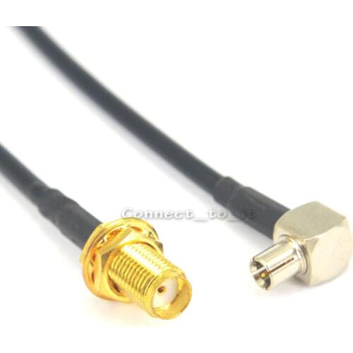 10 pcs/lot RG174 15cm TS9 Male Plug Right angle to SMA Female Jack Connector Pigtail Extension Cable