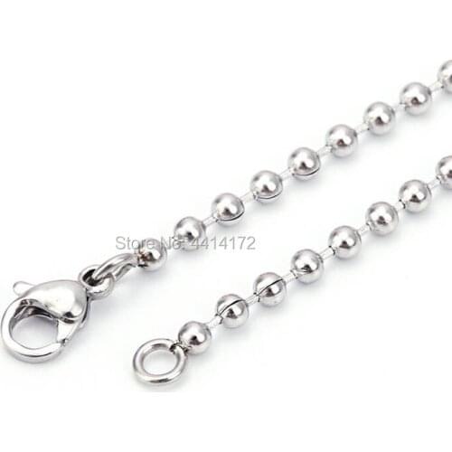 100pcs 1.2 1.5 2 2.4mm 316L Stainless Steel Necklace Ball Beads Chains For Pendants Men Womens DIY Jewelry Findings Wholesale