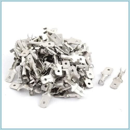 100Pcs 6.3mm Male Electrical Spade Crimp Terminals Wiring Connectors