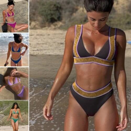 2021 new womens swimsuit board with hot stamping bikini set two-piece swimsuits Summer Beach Bathing Suit SwimWear Biquini