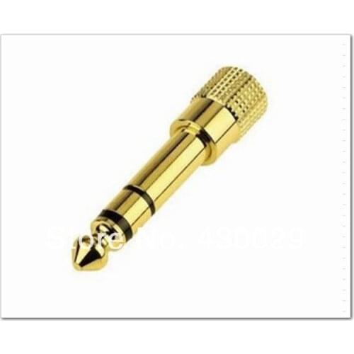 3pcs 6.35mm Male to 3.5mm Female Stereo Audio Adapter Plug Jack Converter Gold Color