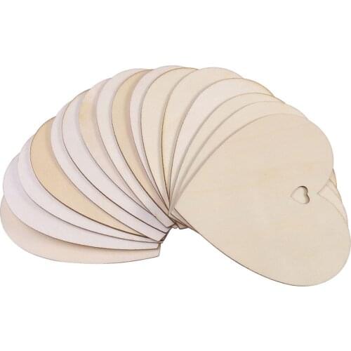 50pcs 100mm Blank Heart Wood Slices Discs for DIY Crafts Embellishments (Wood Color)