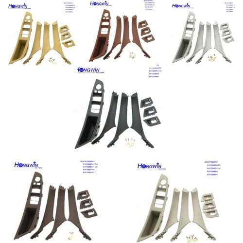 7PCS Left Hand Drive LHD For BBMW 5 series F10 F11 F18 Car Interior Inner Door Handle Panel Pull Trim Cover button switch frame