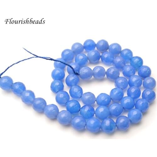 8mm Faceted Light Sky Blue Agate Stone Round Loose Beads