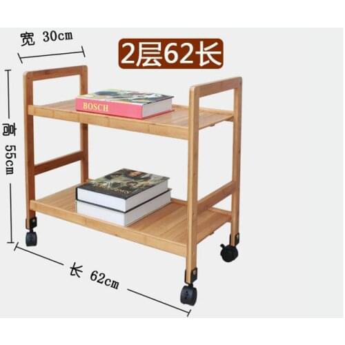 Two-Layer Bamboo Wood Storage Shelf Multipurpose Movable Shoes Rack Adjustable Kitchen Storage Holder With Wheels