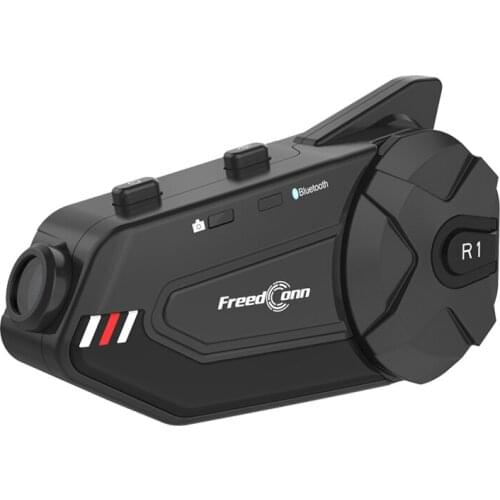 Freedconn Bluetooth Motorcycle Intercom Headset Communication Camera Helmet Kit R1 Plus