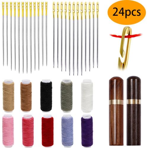 KAOBUY 12/24Pcs Blind Needle Elderly Needle-side Hole Hand Household Sewing Stainless Steel Needless Threading Apparel Sewing