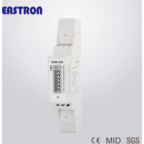 10 pieces SDM120D , MAX 45A, 220/230V, Single Phase Two Wire Din Rail Energy Meter, LCD Display and Pulse Output,NON MID