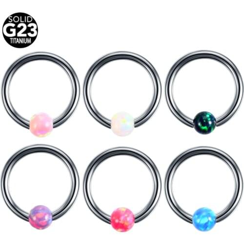 SwanJo G23 Titanium Septum Piercing Nose Ring Opal Ball Closure Nipple Lip Tragus Eyebrow Earring Nose Rings Body Jewelry