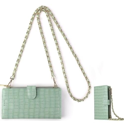 Mini One-Shoulder Phone Bag Chain Bag Crocodile Pattern Fashion Coin Purse Messenger Trend Version Of Simple Pure Color Long