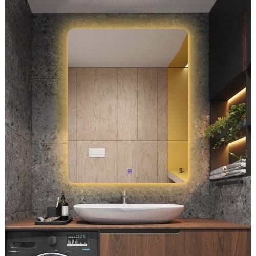 European Wall Mirror LED Light For Bathroom Big Mirrors mural Anti blur Smart Touch Control 220V Warm/White lamp Color Bluetooth