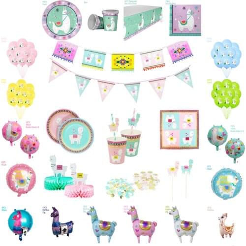 Cartoon Sheep Animal Llama Pinata Alpaca Theme disposable tableware party supplies for birthday party decoration kid baby shower