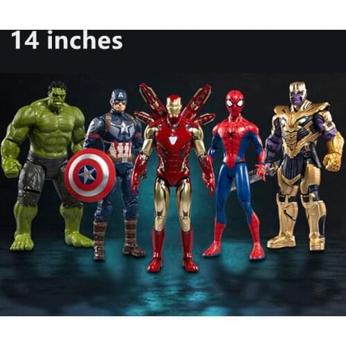 Original 14 Inches Funny Marvel Super Heroes Avengers Joints Thanos iron Man Movable joints Captain America Action Figure Toys