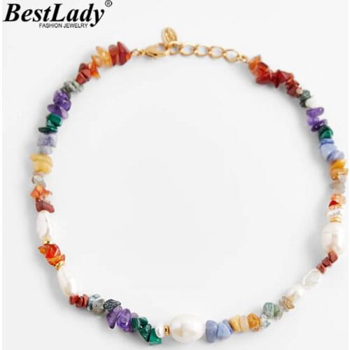 Best Lady Fashion Nature Stone Pearls Necklaces for Women Trendy Handmade Weave Beads Link Chains Necklaces Accessories Jewelry