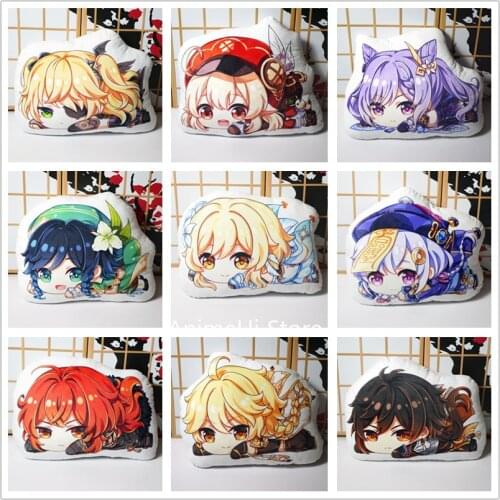 Aether Lumine Klee Qiqi Zhongli Venti Keqing Barbara Diluc Amber Fischl Paimon Plush Doll Game Genshin Impact Figure Pillow Toy