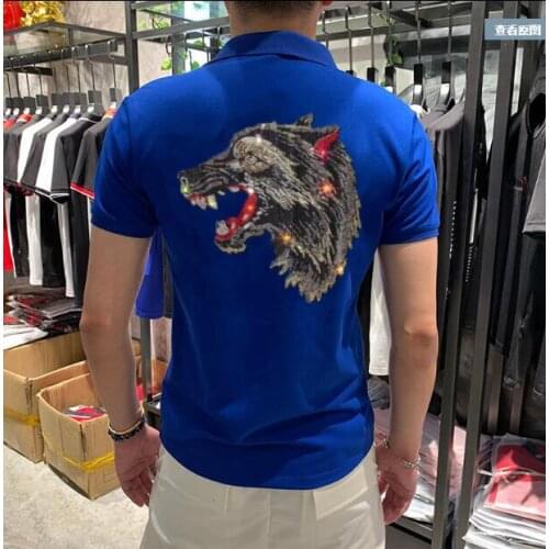 Diamond stone summer male Polo Shirt Brands Male Hot drill Short Sleeve tops Casual Color clothes