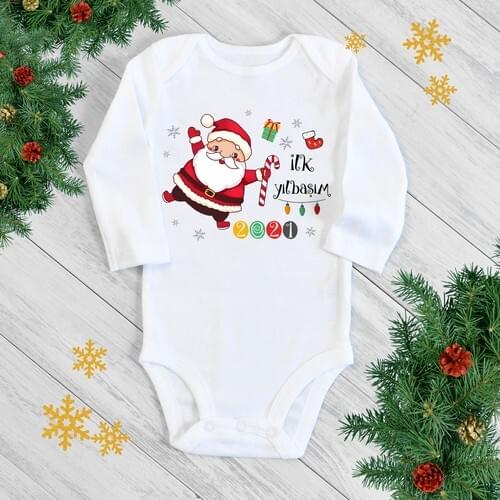 Happy Onesie Co First Yılbaşım Long Sleeve Snap Fasteners Body