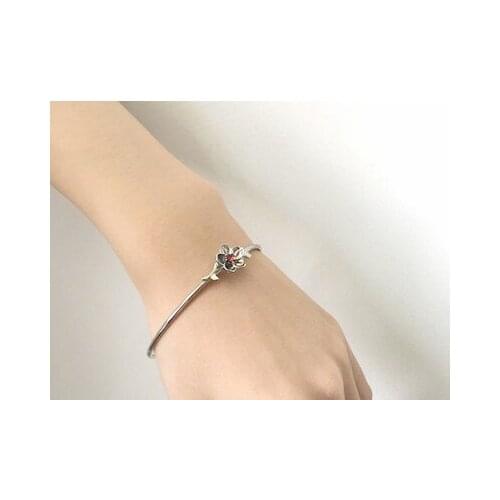 Silver Color Flower Bangle Fashion Woman Bracelet Argent For Girls Party Luxury Jewelry Gifts