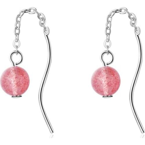 KOFSAC New Fashion Super Sweet Strawberry Crystal Earring 925 Pure Silver Earrings For Women Wedding Ear Line Fine Jewelry Gifts