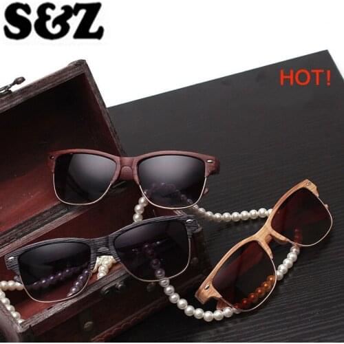 Fashion Vintage Sunglasses Women Men Brand Designer Hlaf Fake Wood Wrap Gold Silver Metal Frame Classic Retro Eyewear glasses