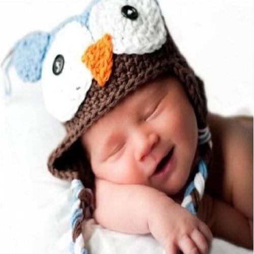 Owl Knitted wool Kids Hat Children Crochet Cap baby boys Winter cap Beanie girls Bonnet newborn Caps Wool Soft