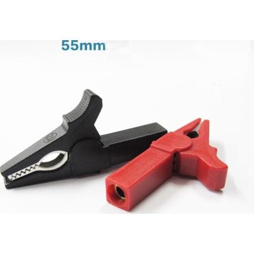 Red black alligator clip 10mm Opening clamp copper sheath safety test clip with 4mm banana plug hole 4pcs