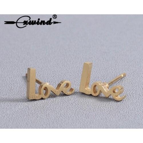 Cxwind Gold Color Letter Design Earring Fashion Love Stud Earrings for women Love Letter Ear Jewelry Stud Earring Wholesale