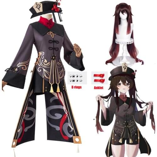 Hu Tao Cosplay Genshin Impact Hu Tao Cosplay Costume Game Outfits Dress Halloween Carnival Women Girl Uniforms suits shoes wigs